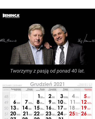 Kalendarz trójdzielny Beninca