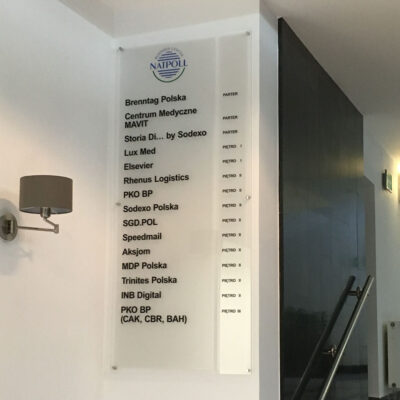 Information board on glass